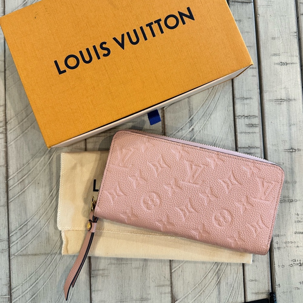 Louis Vuitton Zippy Wallet Monogram Empreinte Long Wallet M64090 Rose Poudre